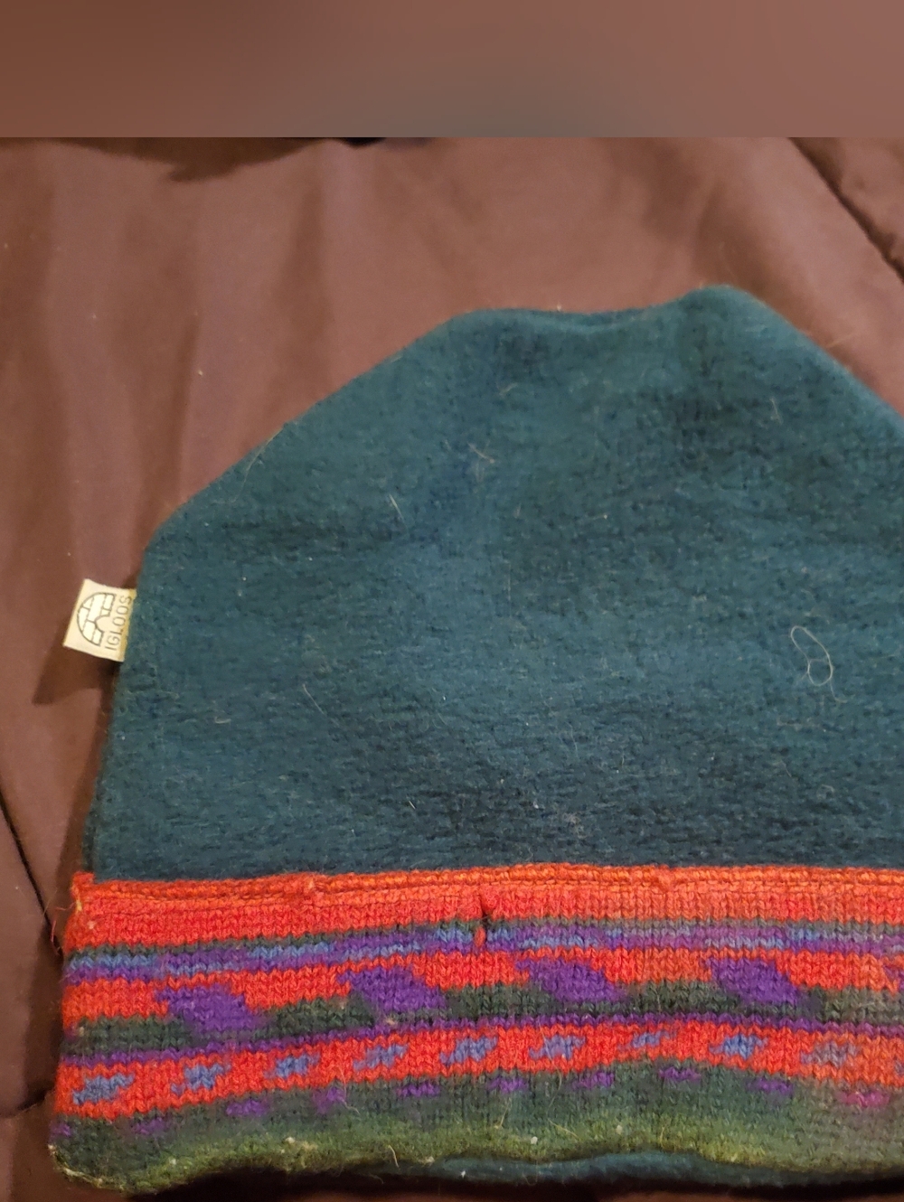 VINTAGE Igloos teal beanie with dark teal lining
